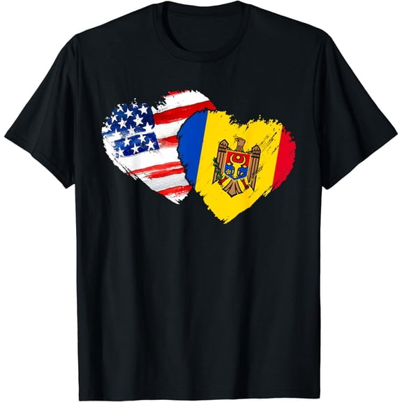 Moldova American Flag Vintage Retro Gift T-Shirt