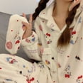 thumbnail image 1 of Pantalones de pijama Kawaii Sanrio Hello Kitty para mujer, ropa informal, pantalones gruesos de felpa suave, dibujos animados, negro, Y2K, 1 of 4