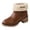 Coffee, variant on Winter Boots for Women Warm Fuzzy Chunky Heel Ankle Snow Boots Round Toe