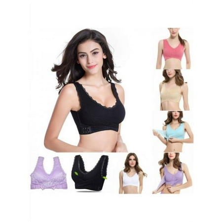 

Women Seamless Lace Sports Bras Cross Front Side Buckle Lounge Bra Yoga Workout Sport Bra