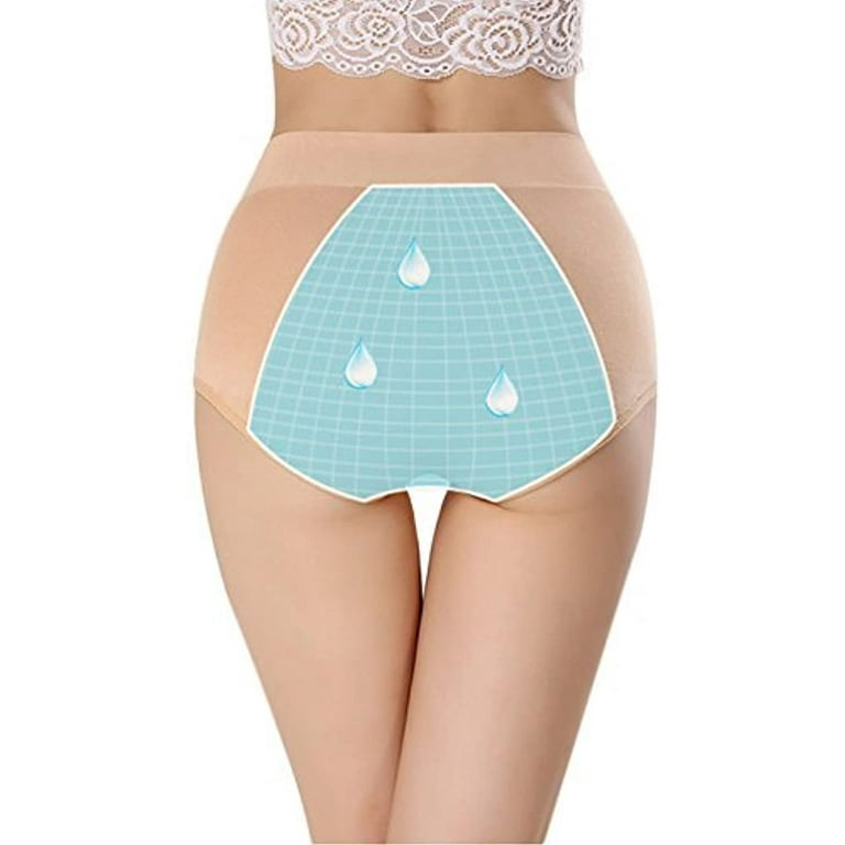 Battewa Womens Beige Absorbent Incontinence Washable Underwear 2XL 2 Pack