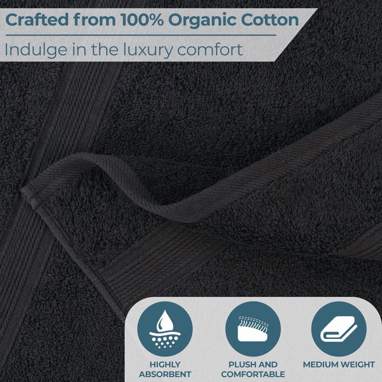 Superior Oregon Organic Cotton 3 Piece Towel Set, Soft Medium Weight Towels, Black