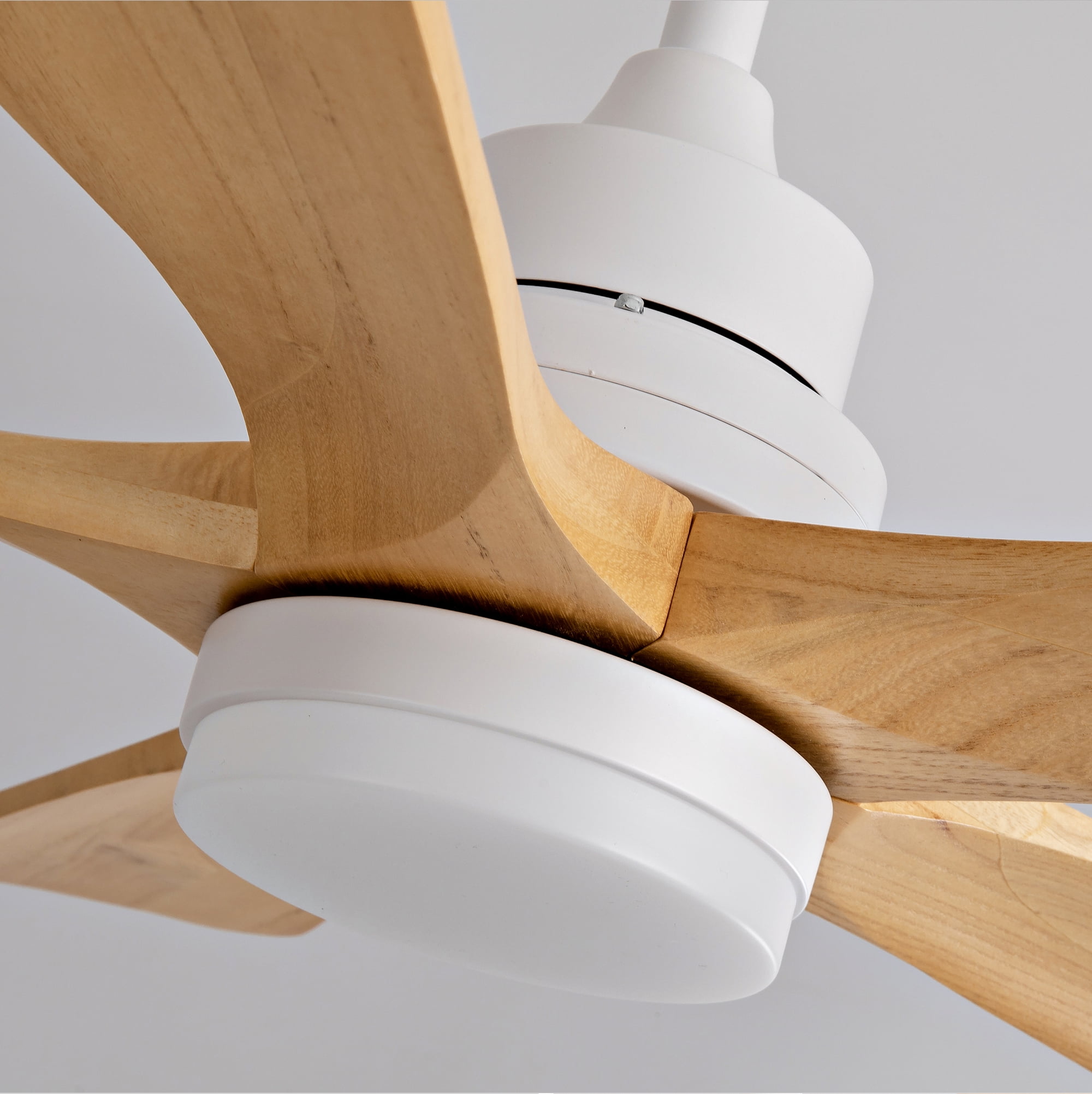 Modern 42 inch Oak Ceiling Fan with Light & Remote, Solid Wood
