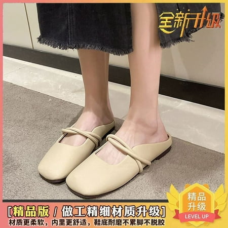 

Closed toe half slippers women‘s summer outdoor wear new lazy casual all-match retro gentle fairy style sandals