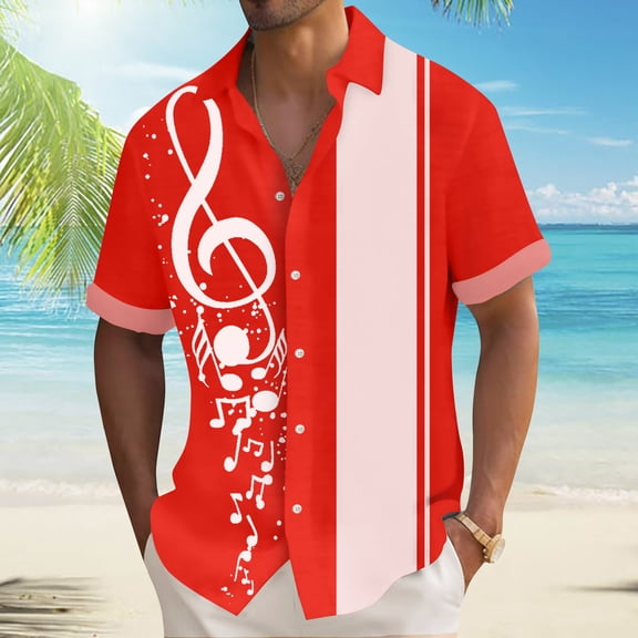 Mens Button Down Vacation Shirts Short Sleeve Print Buttons Up Summer Beach Hawaiian Cuban Shirt