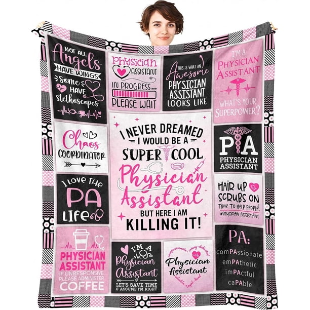 LHSHID Physicians Assistant Gifts for Women Blanket Flannel Soft and Comfortable Anti static Bed Sofa Blanket 60x80in