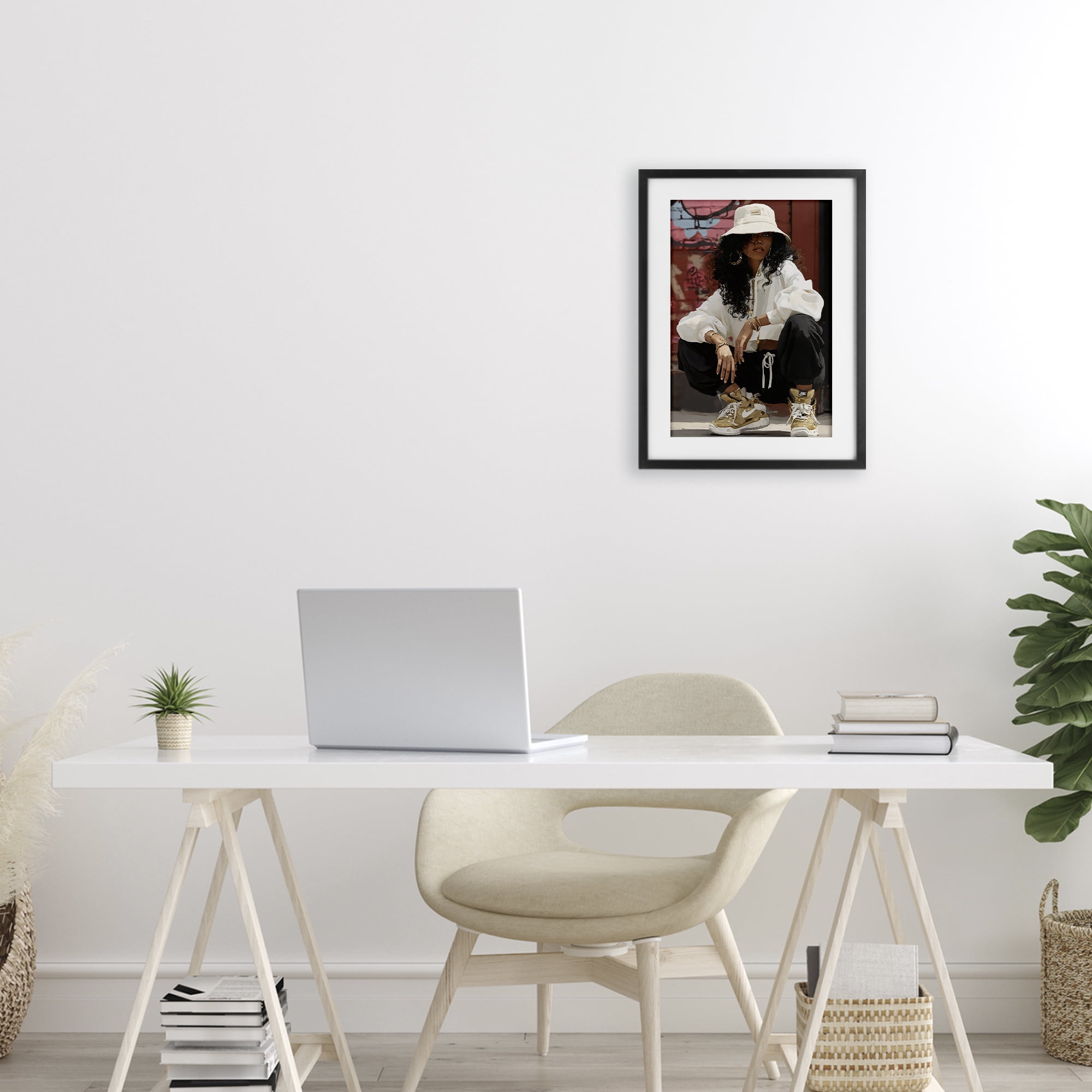 Stupell Industries Urban Streetwear Bucket Hat Black Framed Print Under Glass, design by Franklyn Gregory