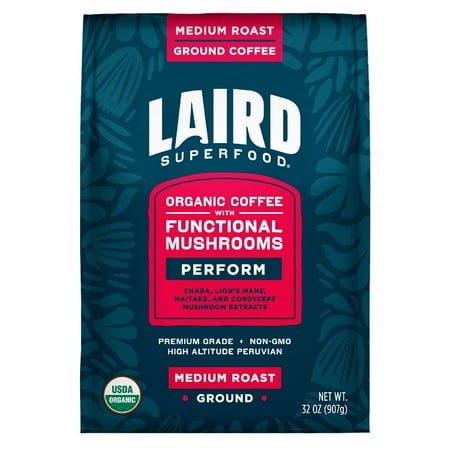 Laird Superfood Organic Ground Coffee with Mushrooms  32 Ounce
