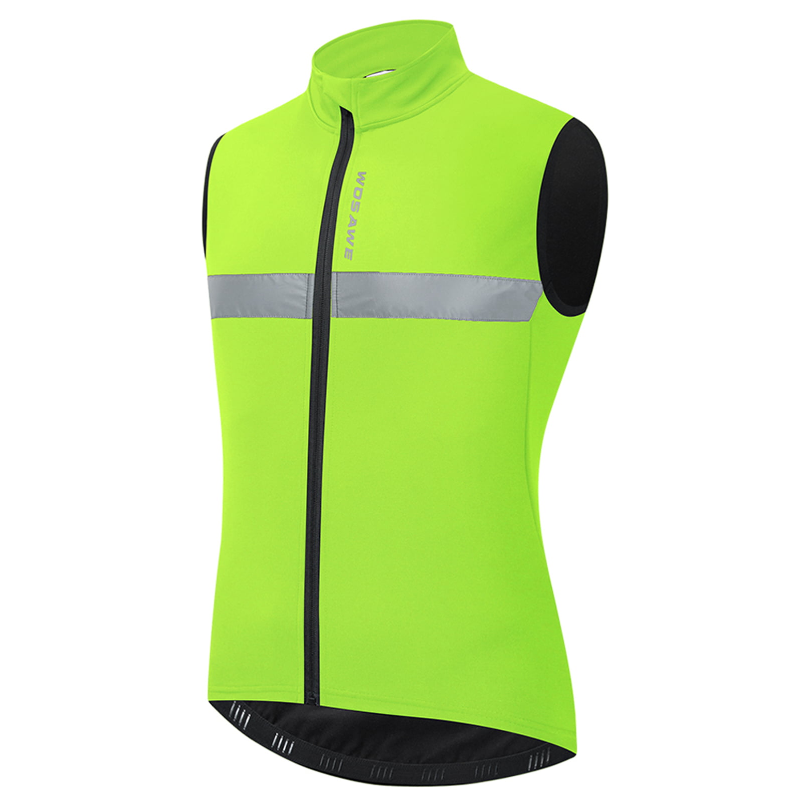 Men Sleeveless Thermal Fleece Cycling Vest Reflective Windproof Warm Running Outdoor Jacket Gilet 