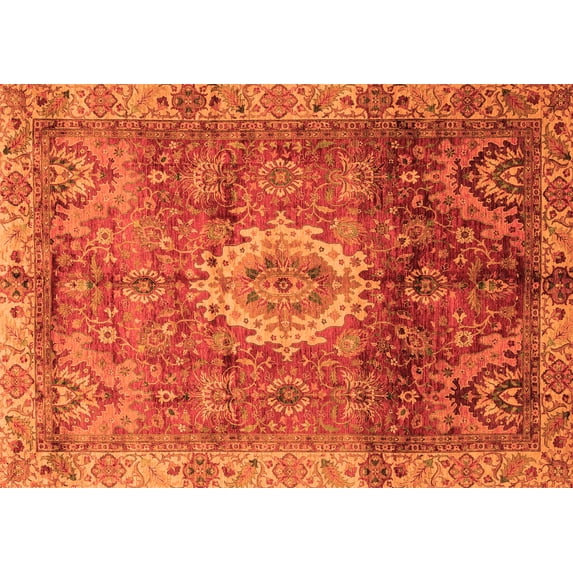 Ahgly Company Indoor Rectangle Oriental Orange Modern Area Rugs, 5' x 7'