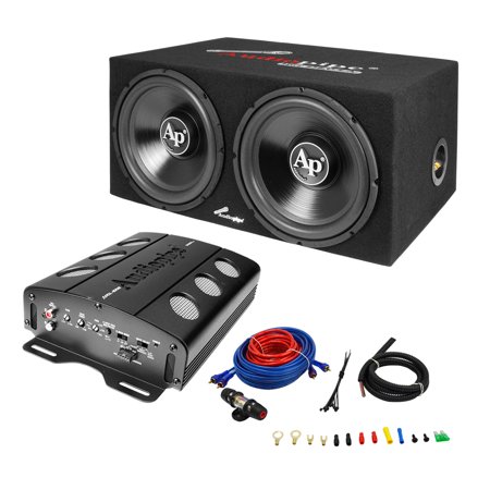 Audiopipe APSB-1299PP 12 Inch Car Audio Subwoofers, 500 Watt Amp, and Wire Kit