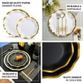 Efavormart 25 Pack | 10" Black/Gold Wavy Rim Disposable Dinner Plates ...
