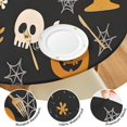 thumbnail image 4 of Happy Halloween Round Table Cloth with Elastic Edge Waterproof Spillproof Pumpkin Skull Bat Spider Table Covers Table Cover for Halloween Background Indoor and Outdoor Birthday (52in), 4 of 7