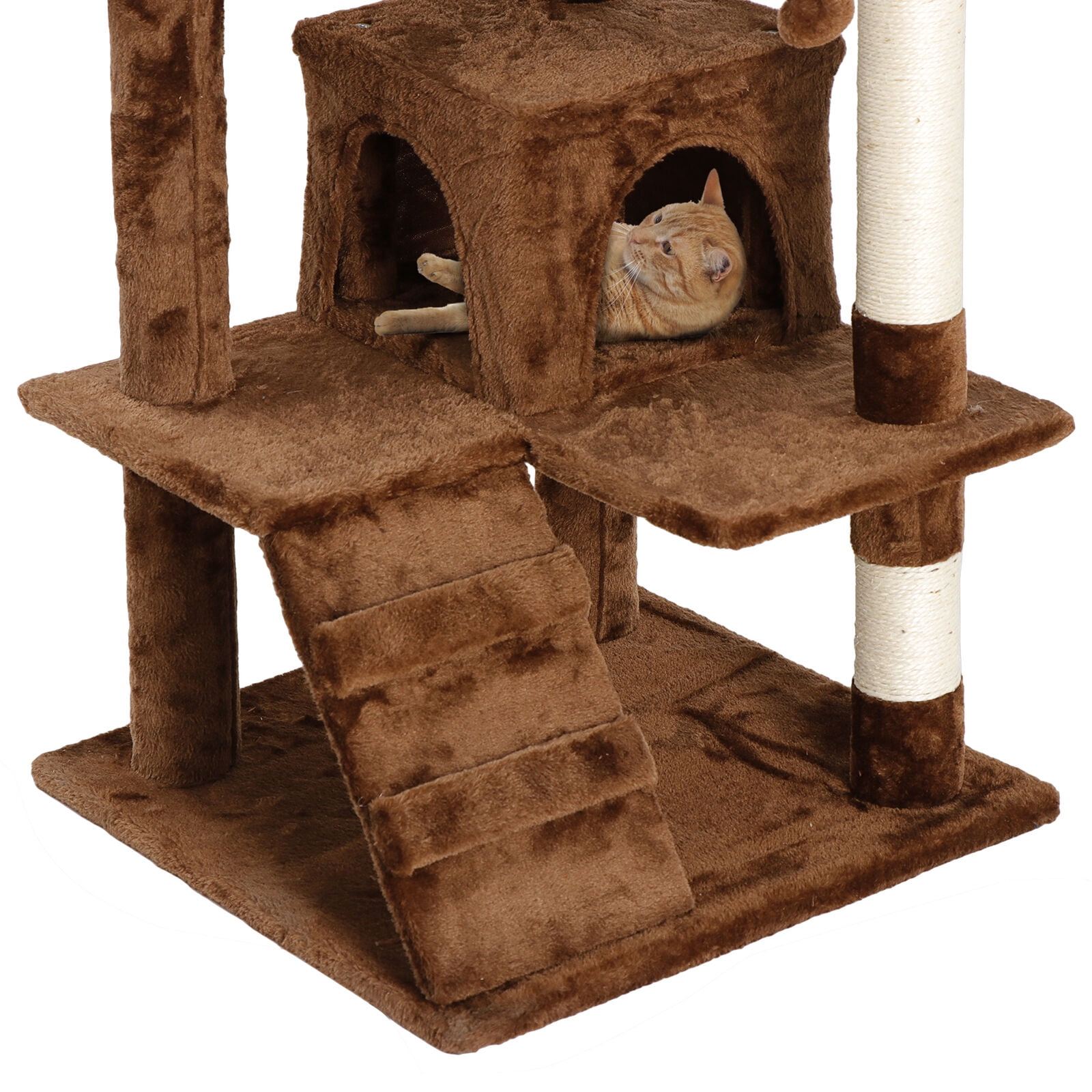 ZENSTYLE 53" H Cat Tree Scratching Post Condo Tower Pet Kitty Playhouse, Brown