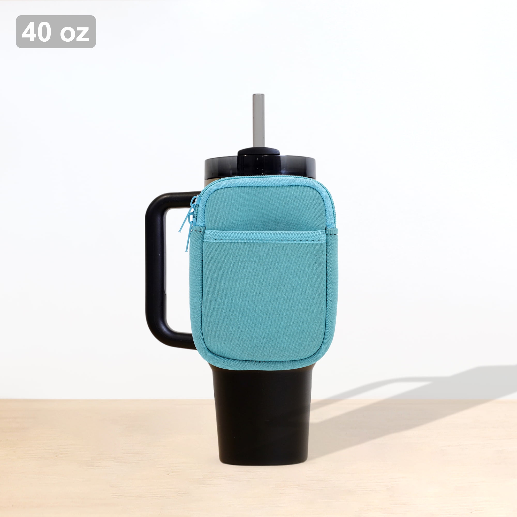 Unique Bargains 1Pc Durable Water Bottle Pouch With 2 Pockets Blue