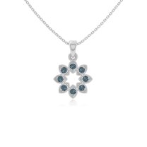 Natural London Blue Topaz Flower Shape Pendant Necklaces for Women in Sterling Silver, December Birthstone Jewelry Gifts for Her Birthday, Wedding Anniversary, Mothers Day, Christmas, Valentines