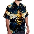 thumbnail image 2 of Starry Bees in the Sky Men's Short Sleeve Poplin Shirt, Casual Printed Button Down, Summer Beach Hawaiian Shirts, Unisex, 2 of 6