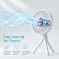 thumbnail image 6 of qolami Portable Stroller Fan, Mini Clip On Fan with 360° Rotate Flexible Tripod, 3 Speeds Battery Operated Personal Small Handheld Fan for Bike Treadmill Travel Camping, 6 of 8