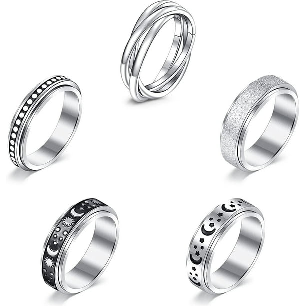 Anillo de ansiedad para mujer, anillo giratorio para ansiedad, anillo de ansiedad, anillo giratorio para ansiedad, anillo de estrés, anillos antiansiedad para mujeres y hombres Zhivalor Anillos