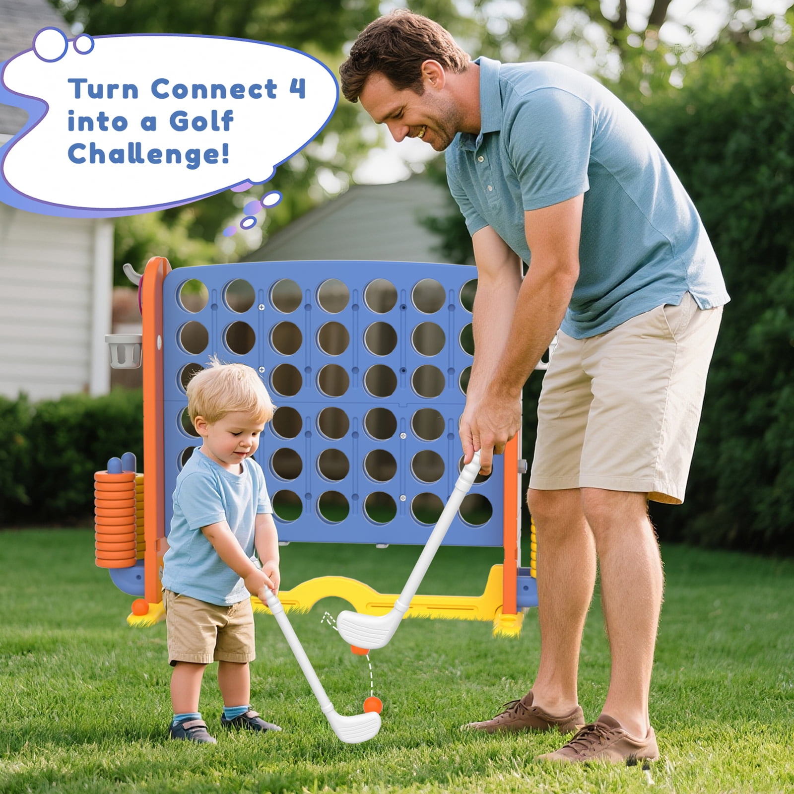 KORIMEFA Jumbo 4-to-Score Giant Game Set W/Storage Carrying Bag for Kids Adult Outdoor Holiday Party Family yard Game, Orange