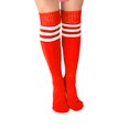 thumbnail image 1 of 1 Pair Football Socks Knee High Summer Soccer Sock baseball; cycling; running and Keep Warm Cold Weather Protection Sports Running Basketball Baseball Red, 1 of 5