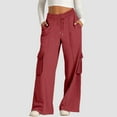 thumbnail image 3 of ManxiVoo Women's Casual Drawstring Waist Wide Leg Pants with Pockets Comfortable Soft Lounge Athletic Trousers XL Size Wine, 3 of 7