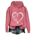 thumbnail image 2 of Baqcunre Womens Tops Love Women's Letter Print Long Sleeve Hooded Sweatshirt(Hot Pink S-3XL),Womens Sweatshirt Womens Hoodies Graphic Hoodies Valentine'S Day Shirts For Women, 2 of 4