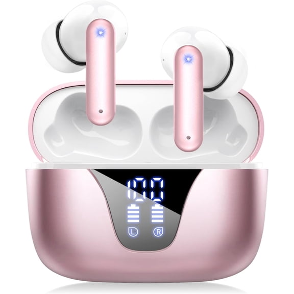 ZIUTY Wireless Earbuds Bluetooth Headphones, 50H Playtime Ear Buds with Mic, LED Digital Display Charging Case, IPX7 Waterproof, Deep Bass Stereo, in-Ear Earphone for iPhone Andriod Phone