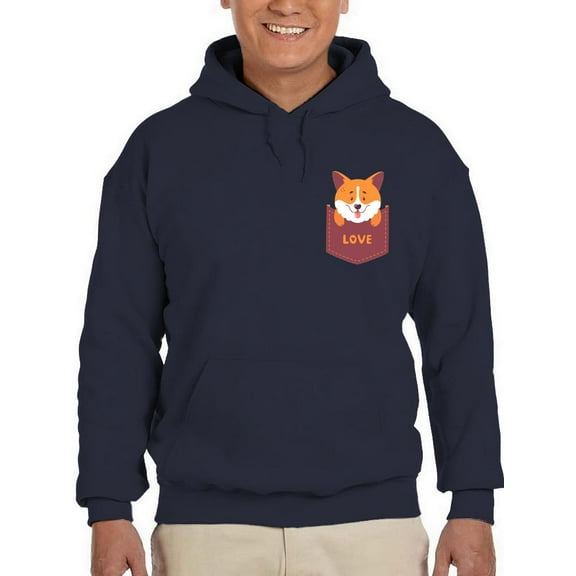 Cute Pocket Corgi Hoodie Men -Image by Shutterstock, Male 5X-Large