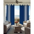 thumbnail image 4 of Blue Striped Blackout Curtains 84 Inches Long for Bedroom, Farmhouse Blue White Stripes Thermal Insulated Room Darkening Black Out Window Curtain Panels Grommet Drapes for Living Room, 4 of 8