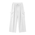 thumbnail image 5 of Mifsaly Wide Leg Cargo Pants Women High Waisted Denim Pant Summer Vacation Casual Loose Jeans Breathable Lightweight Baggy Streetwear Sweatpants with Multi Pockets XL, 5 of 5