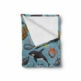 thumbnail image 2 of Turtle Soft Flannel Fleece Blanket, Illustration of Sea Animals Underwater Creatures in Cartoon Style Design, Cozy Plush for Indoor and Outdoor Use, 60" x 80", Blue Grey Multicolor, by Ambesonne, 2 of 6