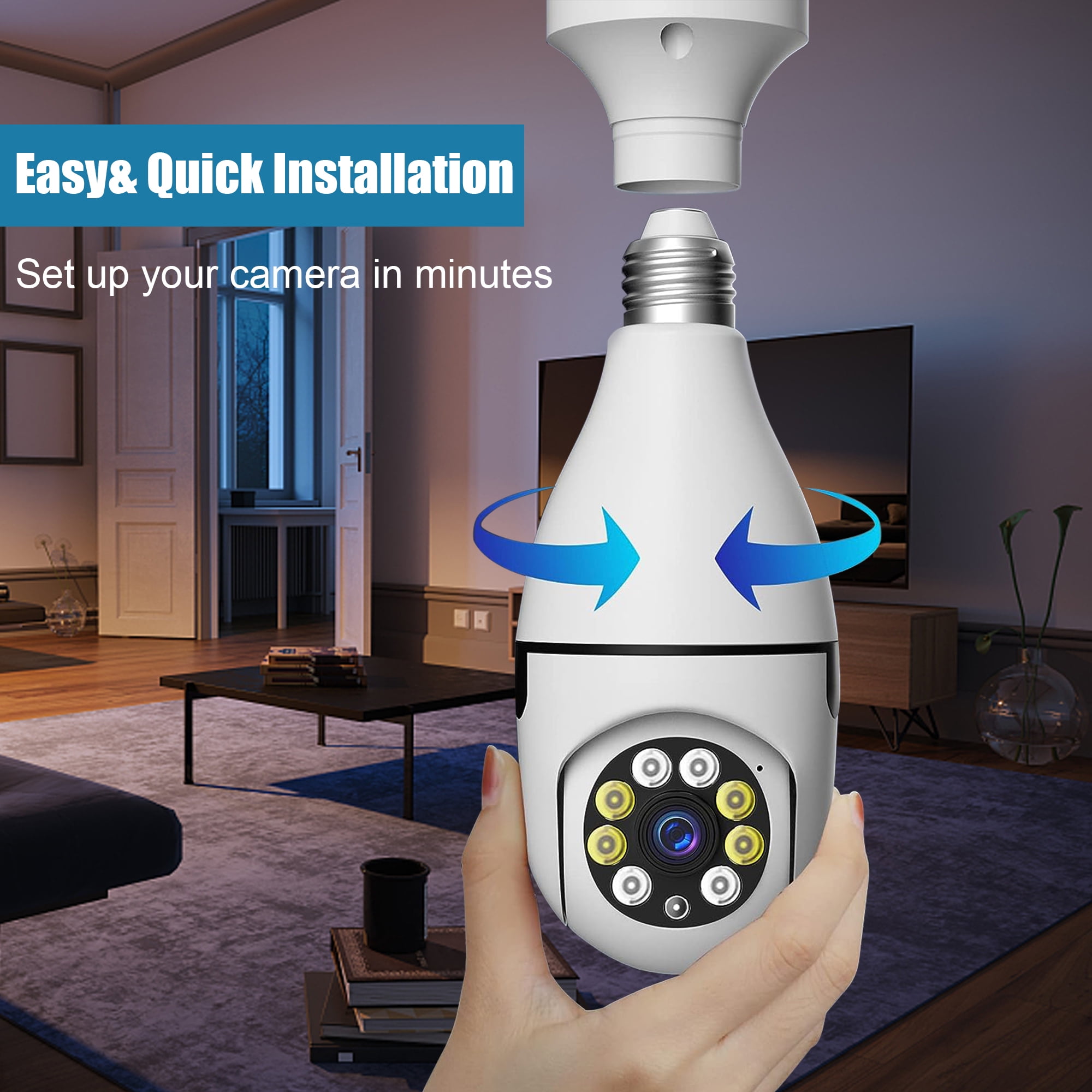 BCOOSS Security Camera Wireless WIFI Light Bulb for Home Outdoor with Night Vision 1080 HD 2 Pack
