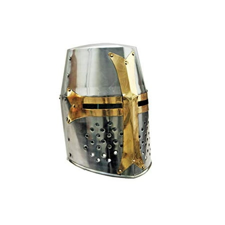 SZCO Supplies 14 Decorative Barrel Brass Helm Crusader Helmet