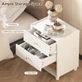 thumbnail image 4 of ZOSQUARE Modern Nightstand, White Fluted Bedside Table with 2 Drawers and Open Shelf, End Tables with Gold Knobs for Bedroom, Living Room, 4 of 6