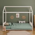 thumbnail image 2 of Euroco Metal Twin Size Canopy Bed, Low Profile House Bed with Guardrails, White, 2 of 10