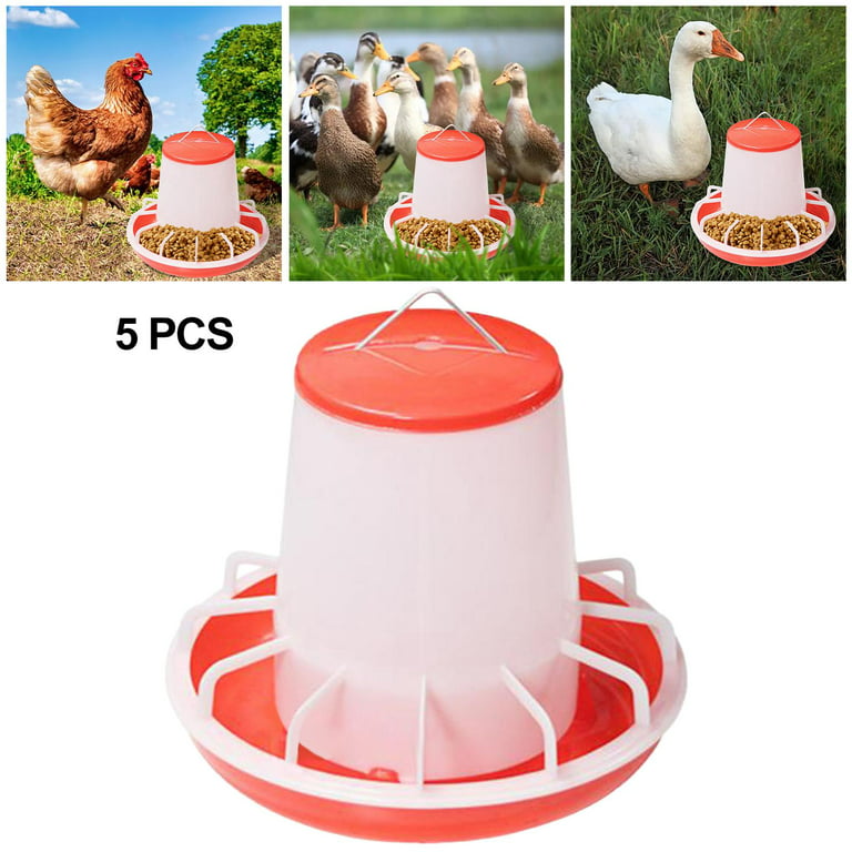 5x Automatic Chicken Drinker Feeder Food Dispenser with Hanging Hook Bird  Feeder Waterer Bucket Supplies Poultry Supplies Farm