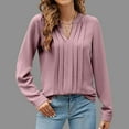 thumbnail image 3 of STETMN V Neck Top for Women Casual Long Sleeve Chiffon Blouse Fall Elegant Pleated Shirts, 3 of 7