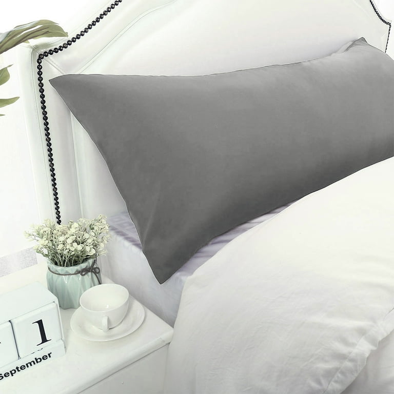 Unique Bargains Solid 90GSM Microfiber Body Pillow Case Grey 20