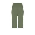 thumbnail image 5 of Kddylitq 2024 Capris for Women Long Shorts Below The Knee Casual Summer Elastic Waist Flowy Beach Shorts Linen Loose Fit Army Green 2XL, 5 of 5