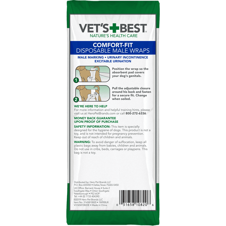 Vet's best comfort 2025 fit disposable male wrap