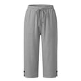 thumbnail image 6 of Delayuji Womens Capri Pant High Waisted Drawstring Elastic Comfy Straight Leg Short Pants Cropped Pant With Pockets, 6 of 7