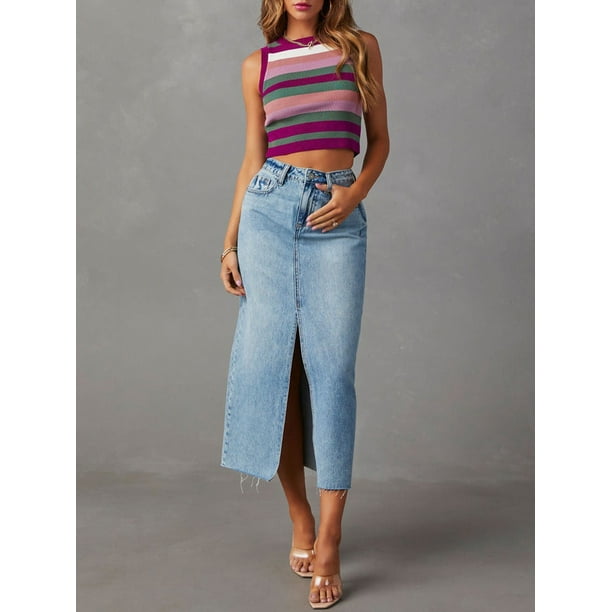High waisted denim skirt yoga pants hot sale