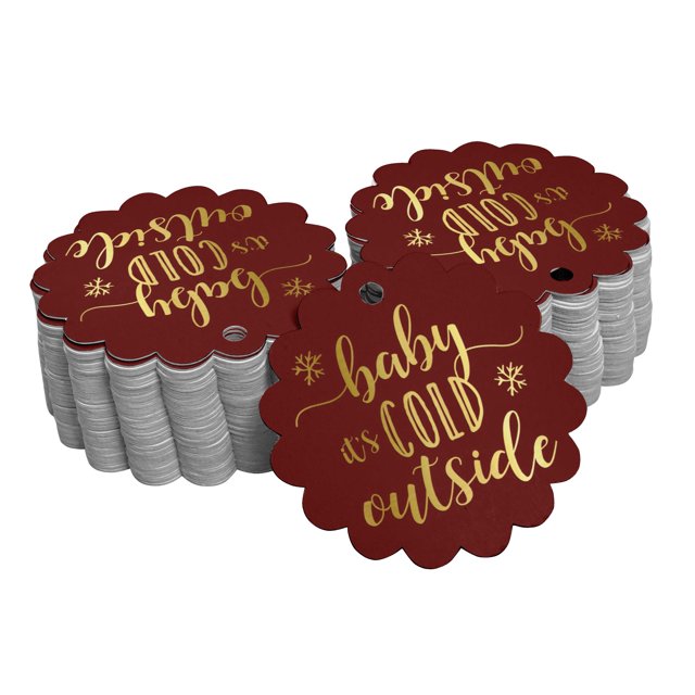 Inkdotpot Gold Foil Paper Hang Tags Baby It's Cold Outside Baby Shower Favor Tags 100 Pieces
