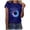 Blue, variant on Patlollav Womens Plus Size T-Shirt Sunflower Printed Round-Neck Short Sleeve Tops