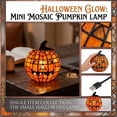thumbnail image 6 of 2PC Tiffany Style Large Resin Jack O Lantern Lamp, Halloween LED Light Up Resin Pumpkin Lantern, 5.9" Stained Glass Pumpkin Accent Night Light, Fall Thanksgiving Indoor Room Window Tabletop Decor, 6 of 11