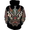 thumbnail image 3 of Sudadera con capucha con estampado gráfico de máscara fantasma para hombre, sudadera con estampado 3D de samurái japonés, sudadera informal, sudaderas holgadas, camisetas de manga larga, 3 of 4