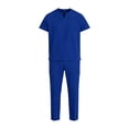 thumbnail image 2 of Conjunto de uniforme quirúrgico de enfermería, moderno, con cuello en V y manga corta, para cosmetología y atención médica. Azul, 2 of 8