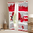thumbnail image 3 of jejeloiu Ball Game Gaming Blackout Curtains Set of 2 (52x84 Each),Detroit City Slihouette Window Curtains,Red Geometric Stripes Lines Curtains and Drapes For Boys Kids,Breathable Home Decor, 3 of 6