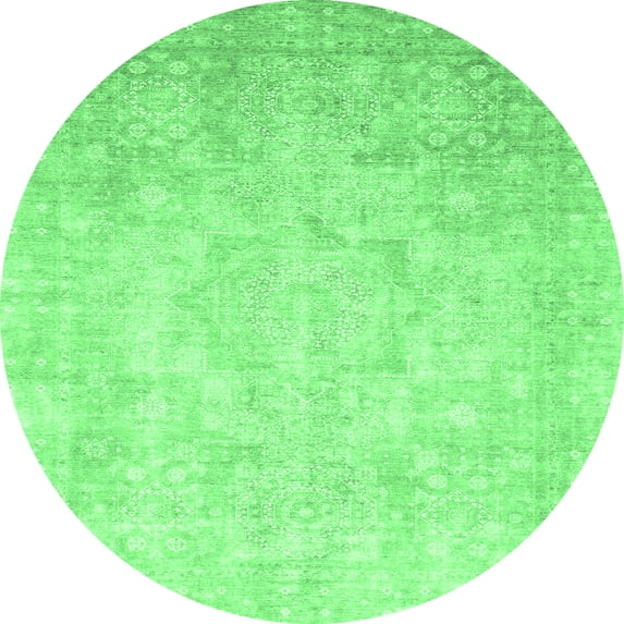 Ahgly Company Indoor Round Abstract Emerald Green Modern Area Rugs, 4' Round